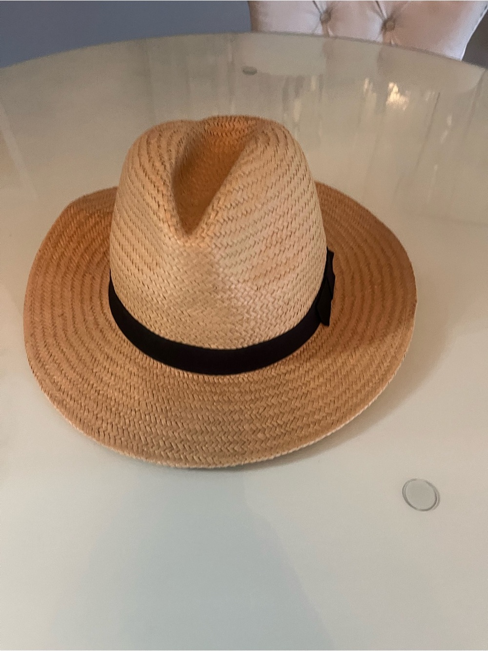 Aerie Panama Straw Raffia Panama Sun Hat Fedora Natural - Picture 2 of 3